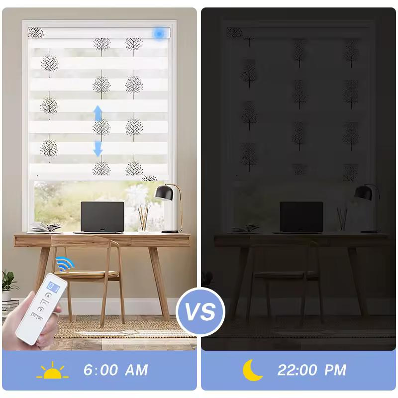 Automatic Smart Zebra Blinds in Blackout Power Blinds with Power Supply Window Shades Roller Blinds