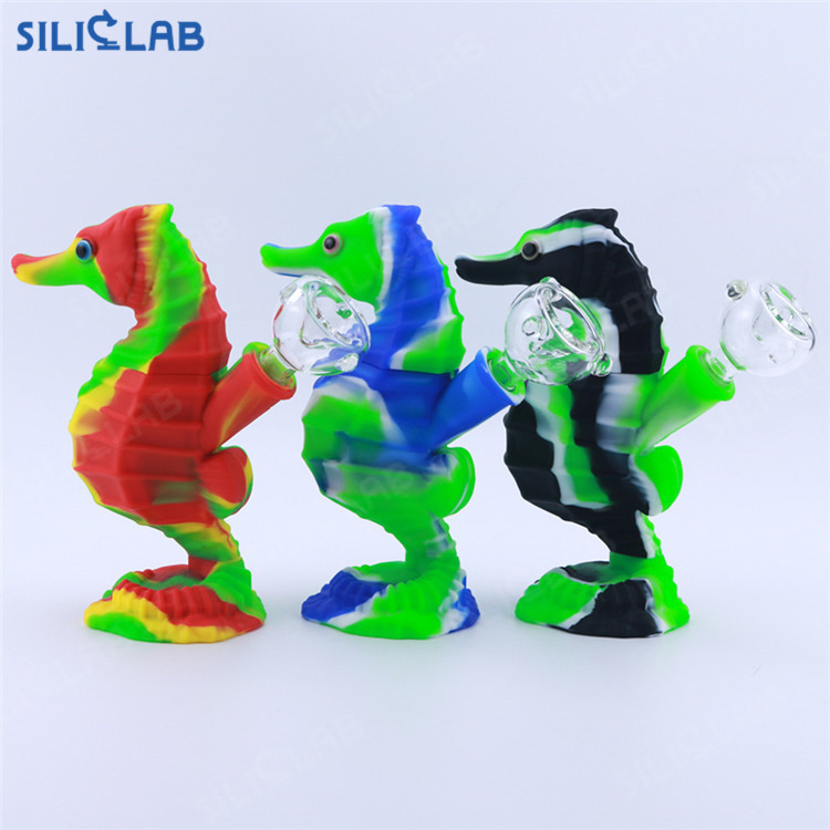 Siliclab Seahorse Design Glass Pipe Silicone Water Pipe Hookah Smoking Bubbler Smoking Pipes