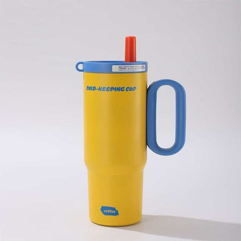 Modern Handle Insulated Stainless Steel Cup Large Capacity 750ml Vacuum Travel Gift Cup Cross-Border Giant Straw Insulated Tumbler with Handle