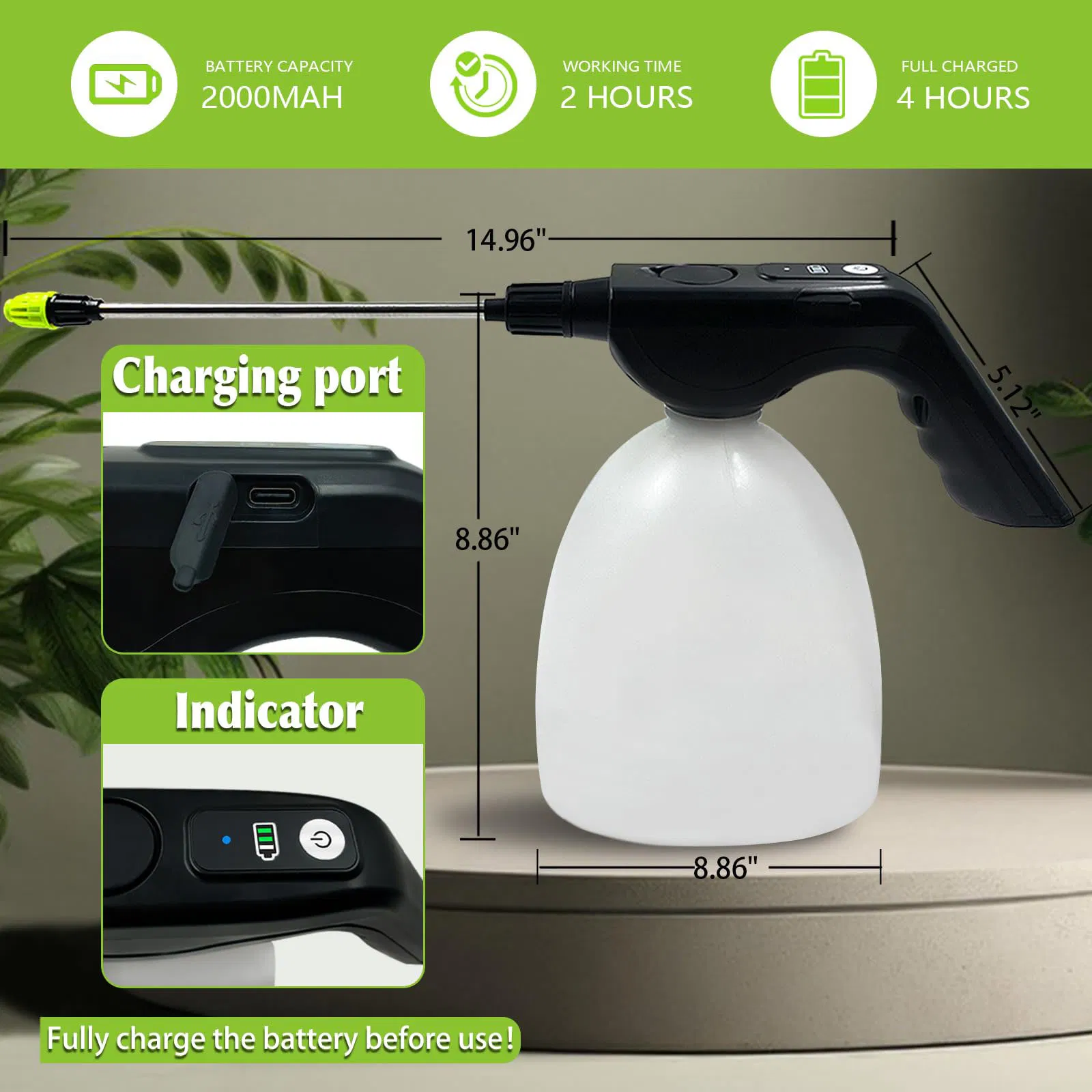 Электрический опрыскиватель для растений 2 л