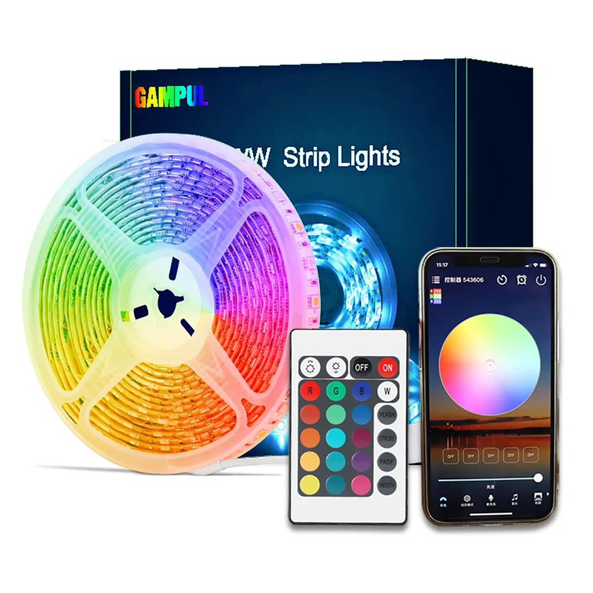 Светодиодная лента RGB 5м с пультом, 5050 SMD