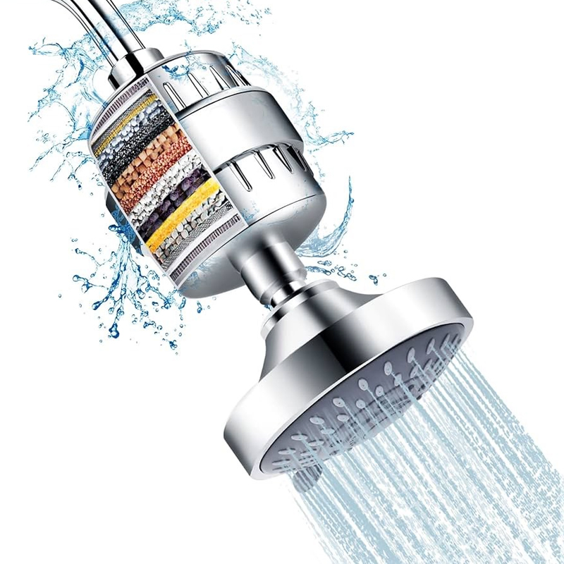 Sanipro Universal 15 Stage Filtered Shower Head Reduce Chlorine High Pressure 5 Function Rainfall SPA Shower Head with Filter
