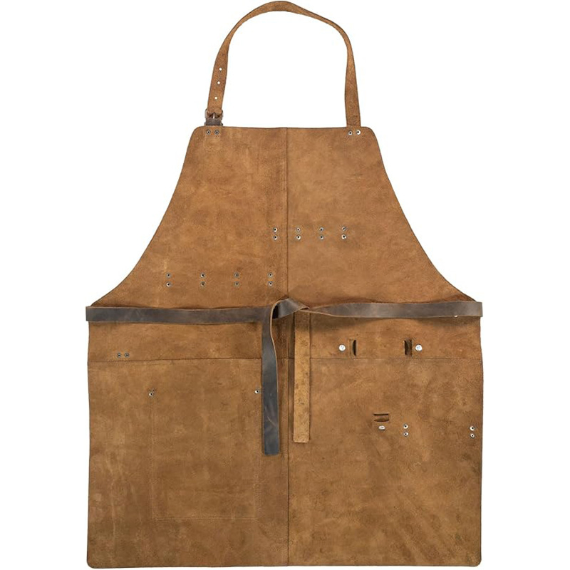 Euro-American Solid Vintage PU Apron: Craftsman, Multi-Functional, Cross-Border