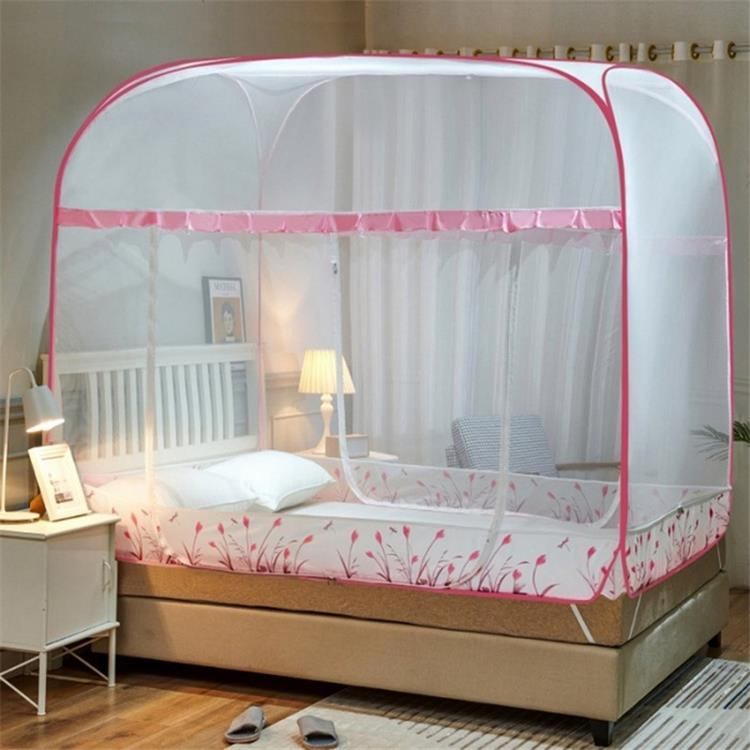 Square Top Large Space Yurt Mosquito Net for Adult Room Decoration Mosquito Net Bed Tent Curtain with Steel Ring Wire