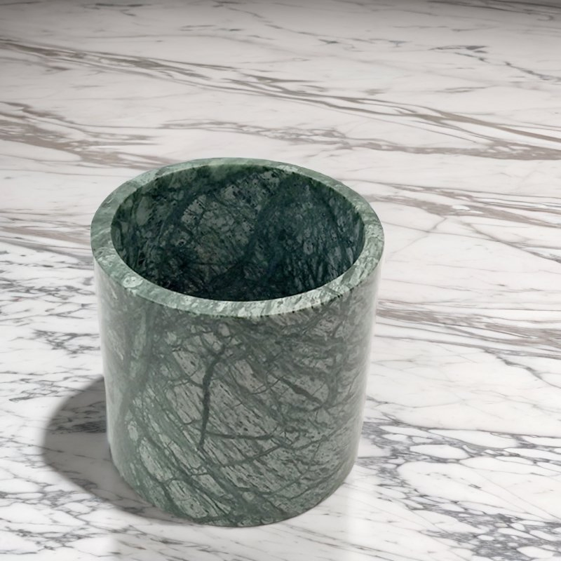 Classic Green Marble Ice Bucket Marble Wine Cooler Stone Beverage Cooler
