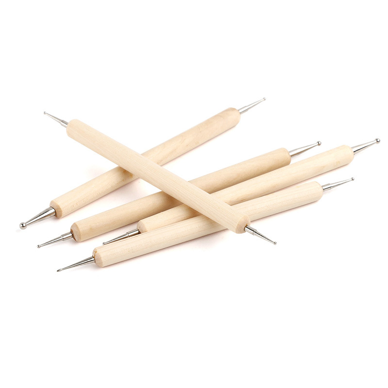 Nail Art Tip Dotting Pen Wooden Handle Nail Tool Set