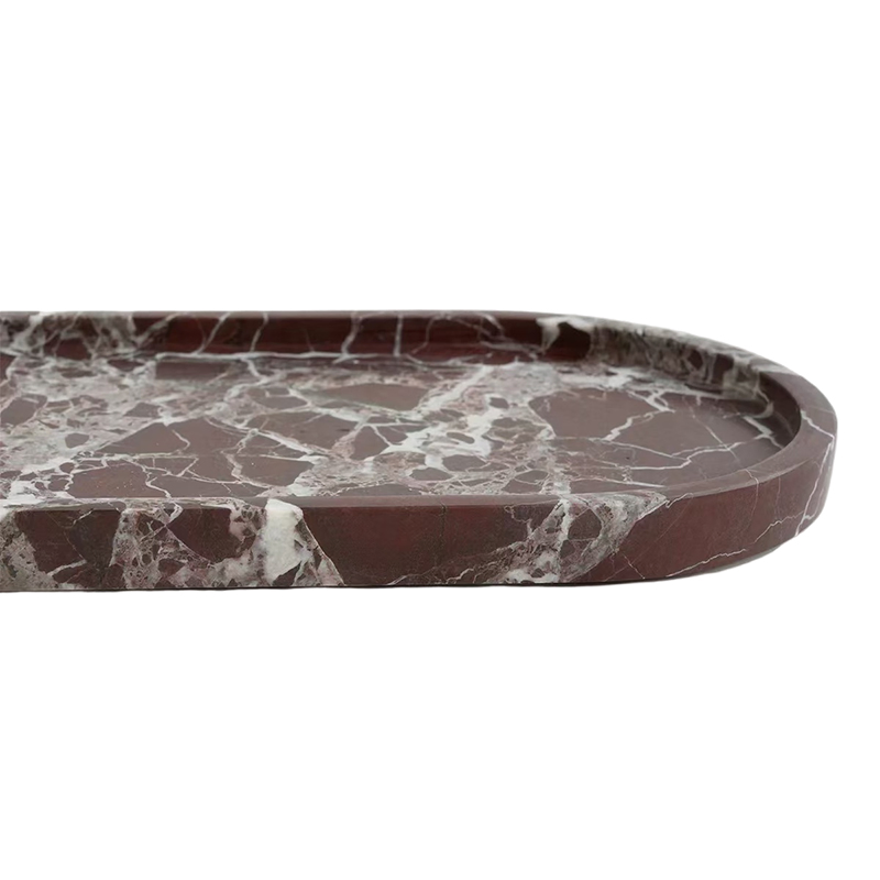 Rosso Lapanto Red Marable Serving Trays Decorative Marble Oval Tray