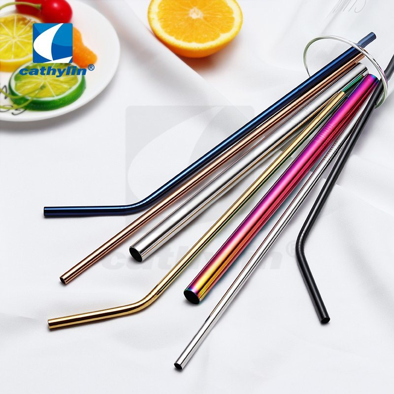 Amazon Hot-Sale Reusable Metal Drinking Straw with Free Brush