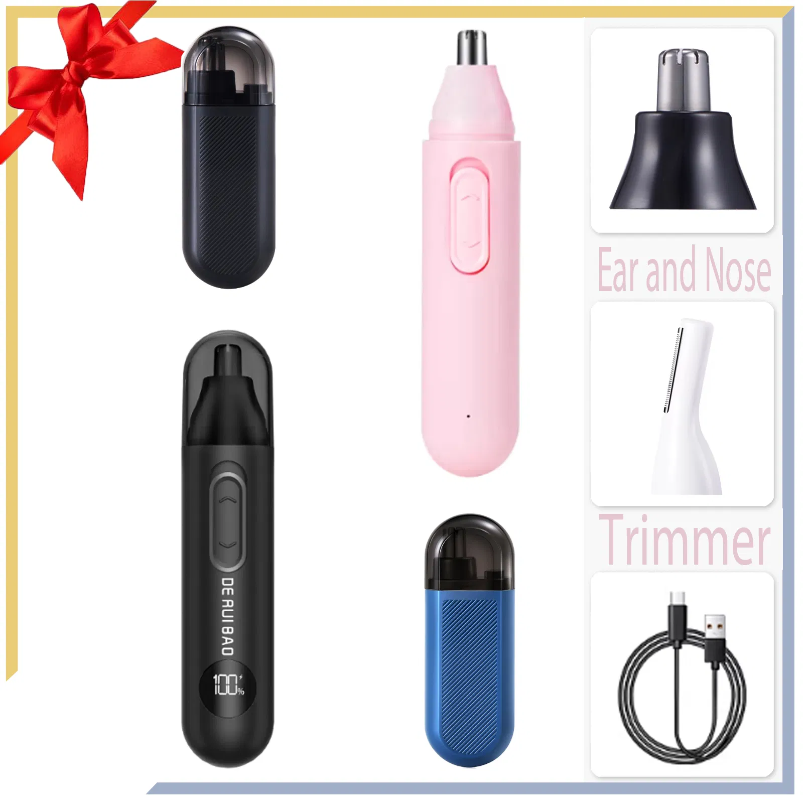 Battery Percentage Display Safety Nose Hair Trimmer