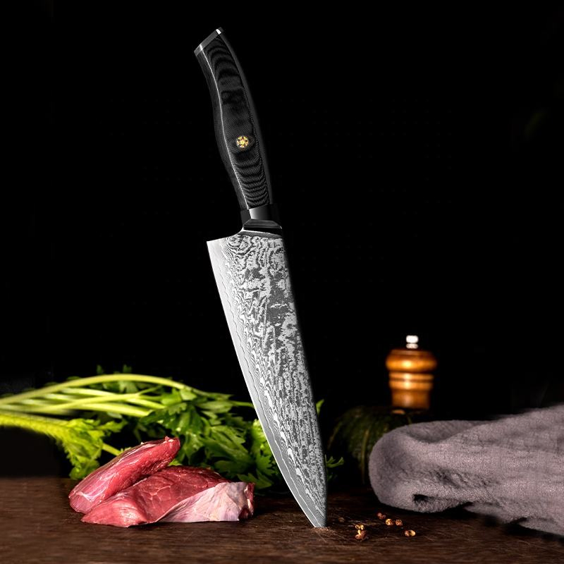 Набор кухонных ножей Damascus Steel с деревянной ручкой