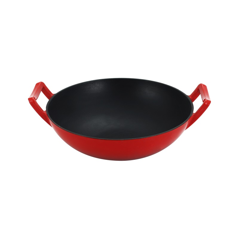 Color Enamel Coatinged Cast Iron Wok