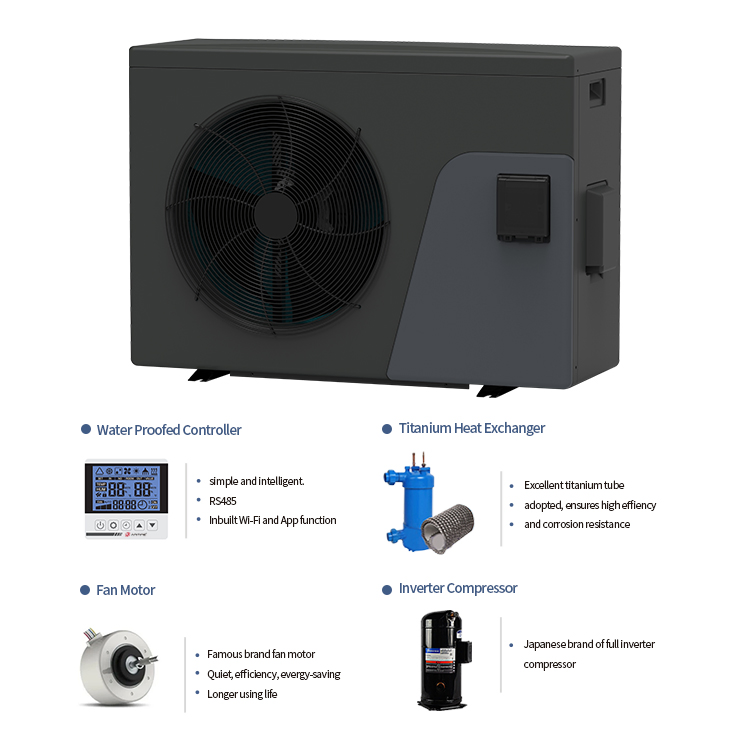 A+++ monoblock R32 Full DC Inverter Air to Water Swimming Pool Heater