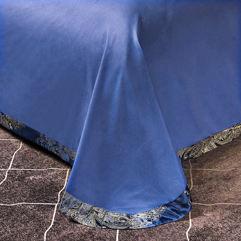 Jacquard Comforter Satin Stripe Bedsheet 4 PCS Bedding Set Quilting Bed Linen