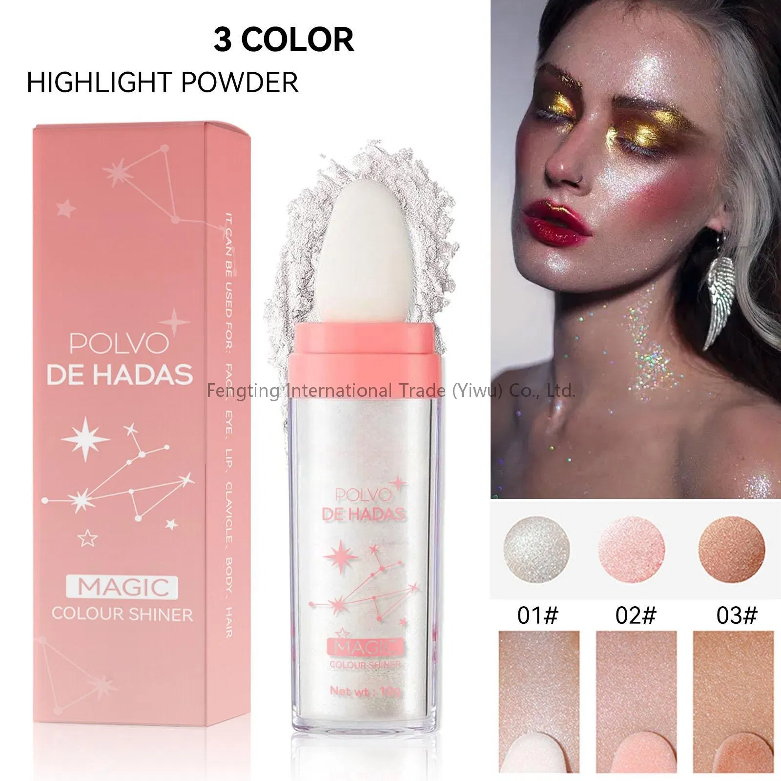 New Non-Sticky Long Wear Makeup Hydrating Glitter Body Cream Highlighter Solid Oil Glowing Skin Shimmer Highlighter Stick