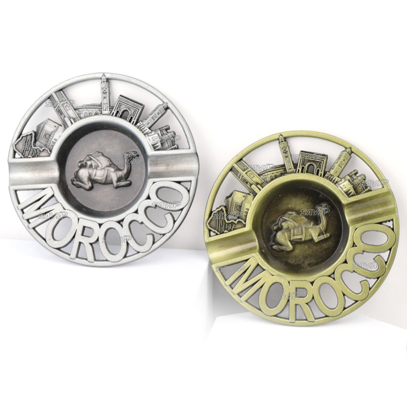 Factory Customized Design Vintage Antique Zinc Alloy Morocco Souvenir Cigar Pocket Ashtray