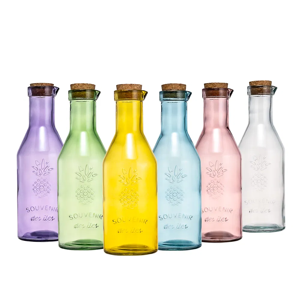 1100ml Custom Glass Fruit Juice Bottles with Cork Stopper Lid