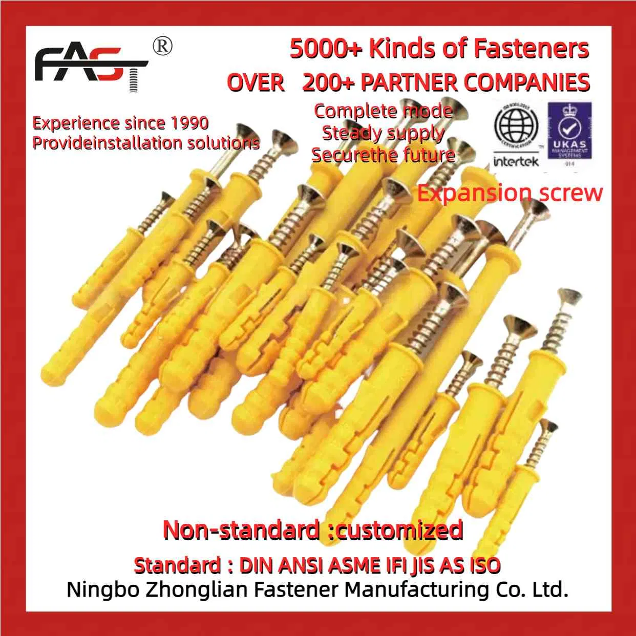 Expansion Screw for High-Temperature Environments, Heat-Resistant