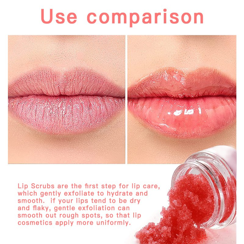 Smooth Nourishing Strawberry Coconut Lip Scrub and Lip Balm Hydrating Exfoliating Stick Salt Scrub