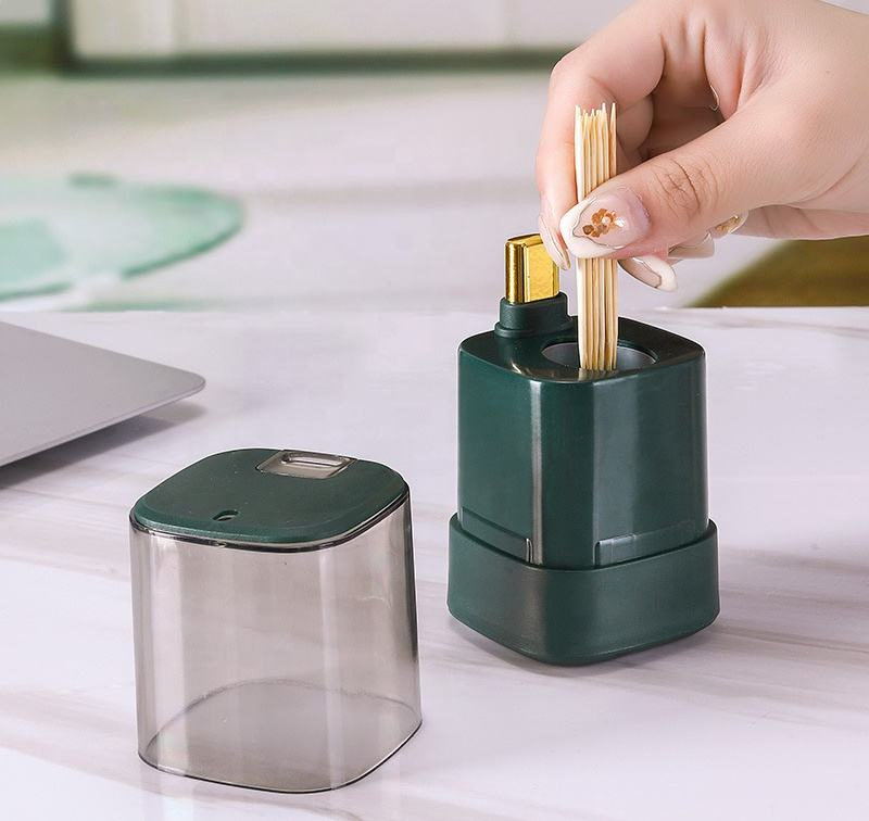 Stocked Plastic Press Type Toothpick Box Toothpick Dispenser Automatic Table Toothpick Holder