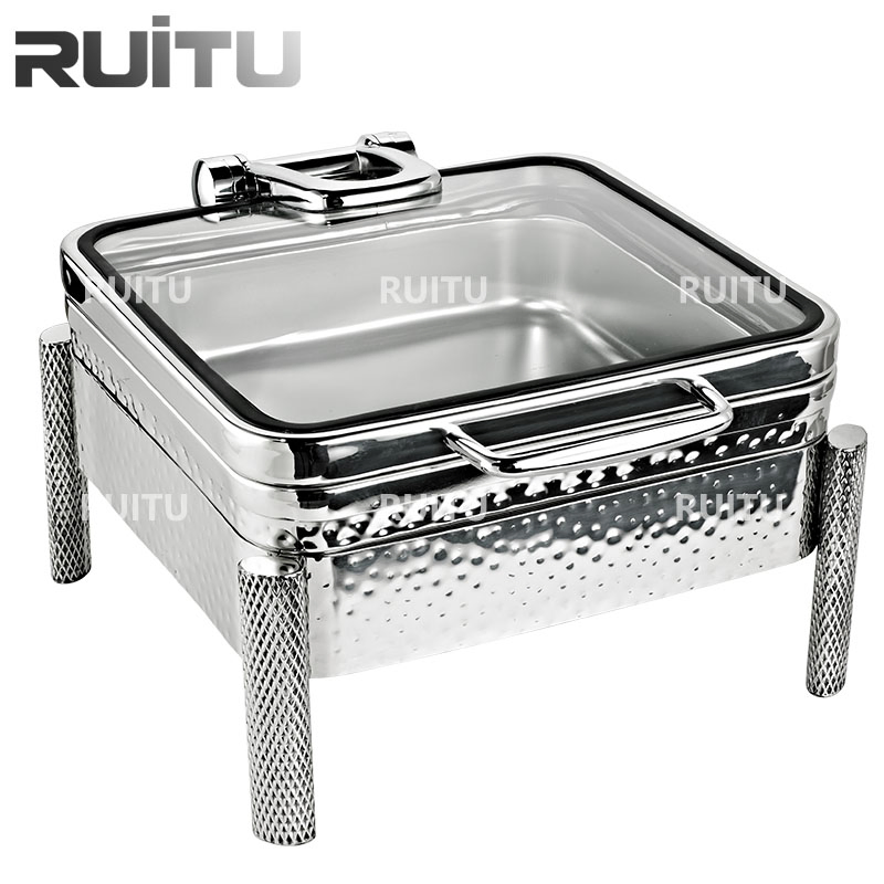 Chafer Shaffing Dish Luxury Square Hammered Hammered Buffet Chafing Dishes for Catering