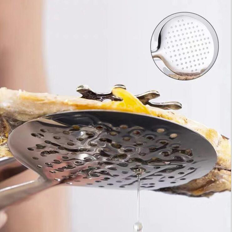 Stainless Steel Kitchen Tong with Skimmer and Pasta Server Function, Fish Fried Tong, Noodle Tong Colander Oil Strainers Esg12119