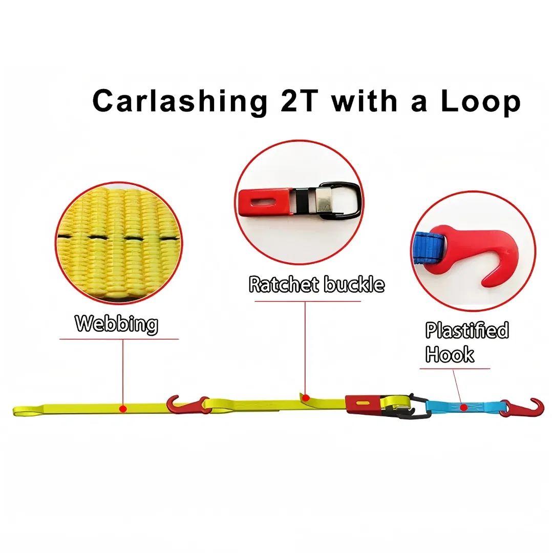Premium Quality Heavy Duty 1 Inch 25mm 800kgs Car Cargo Lashing Tie Downs Boat Over Center Buckle Straps with Hook