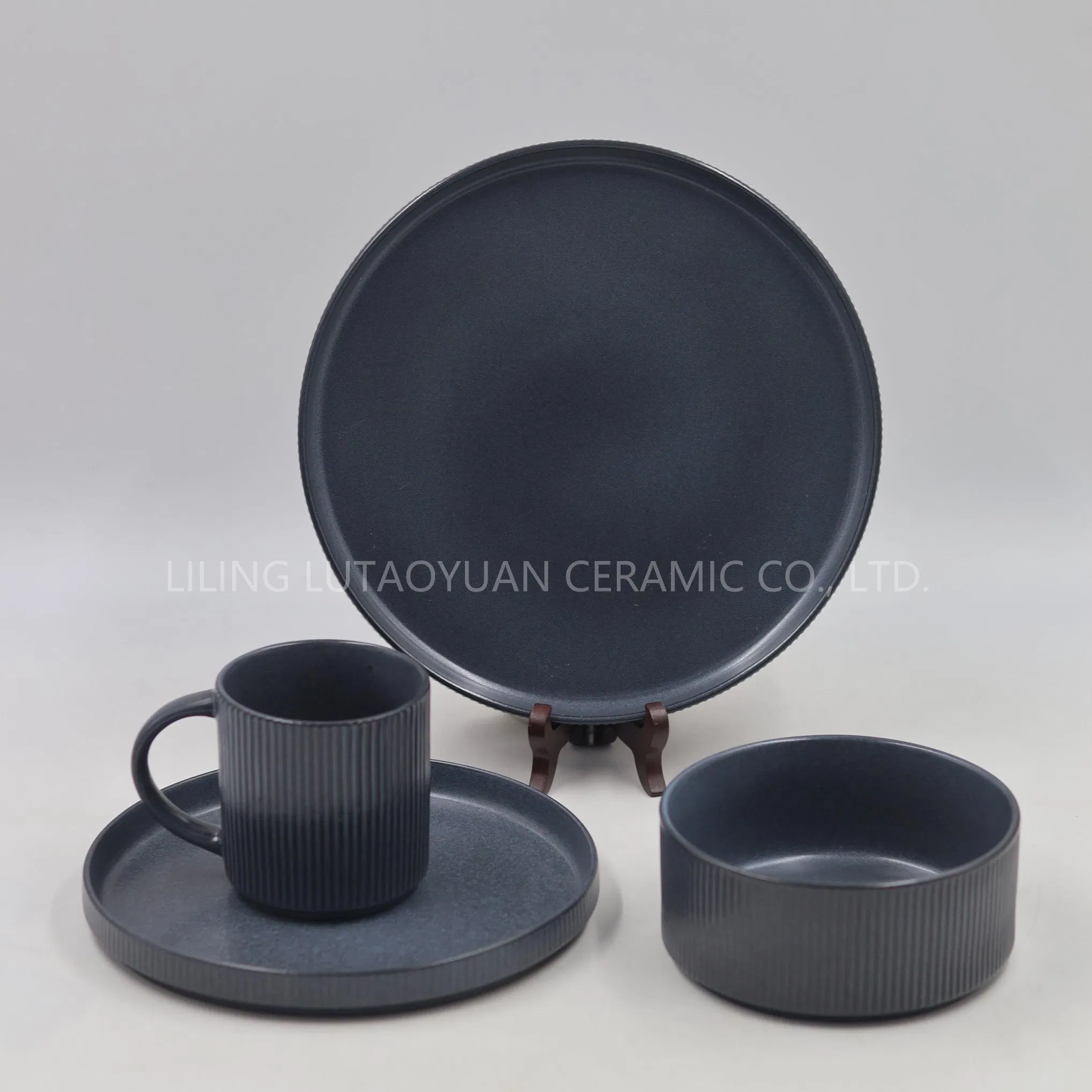 Source Factory Wholesale Porcelain Vertical Grain Reaction Glaze Set, Tableware, Dinnerware