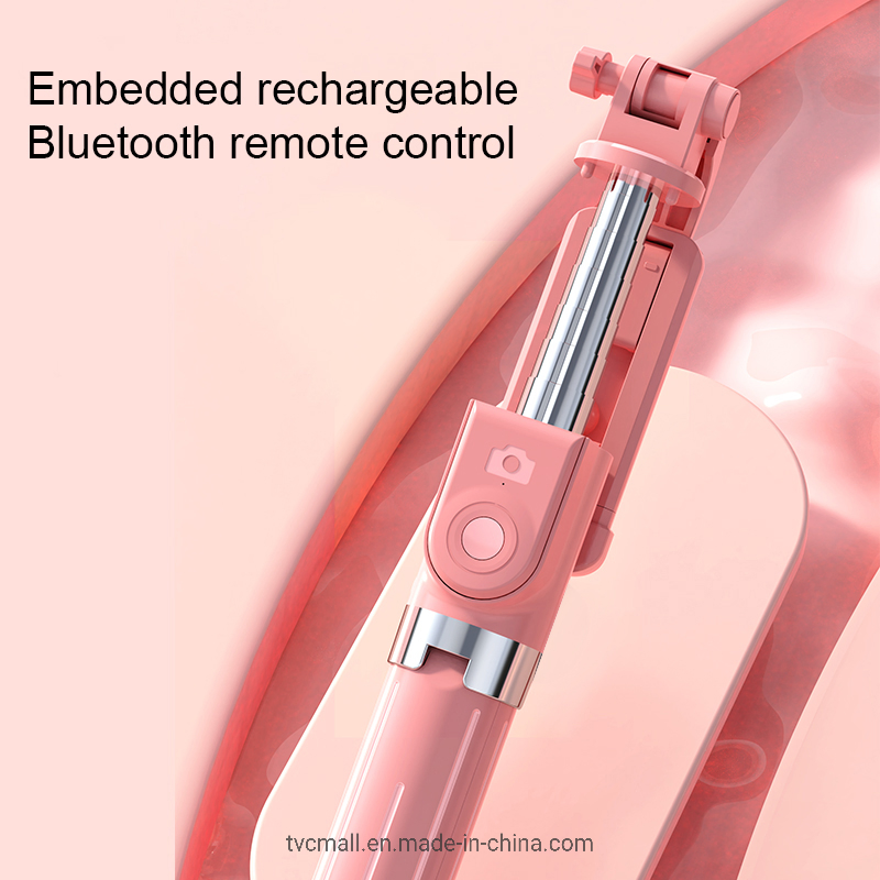 103cm Selfie Stick Tripod Portable Phone Stand with Bluetooth Wireless Remote Control - Pink