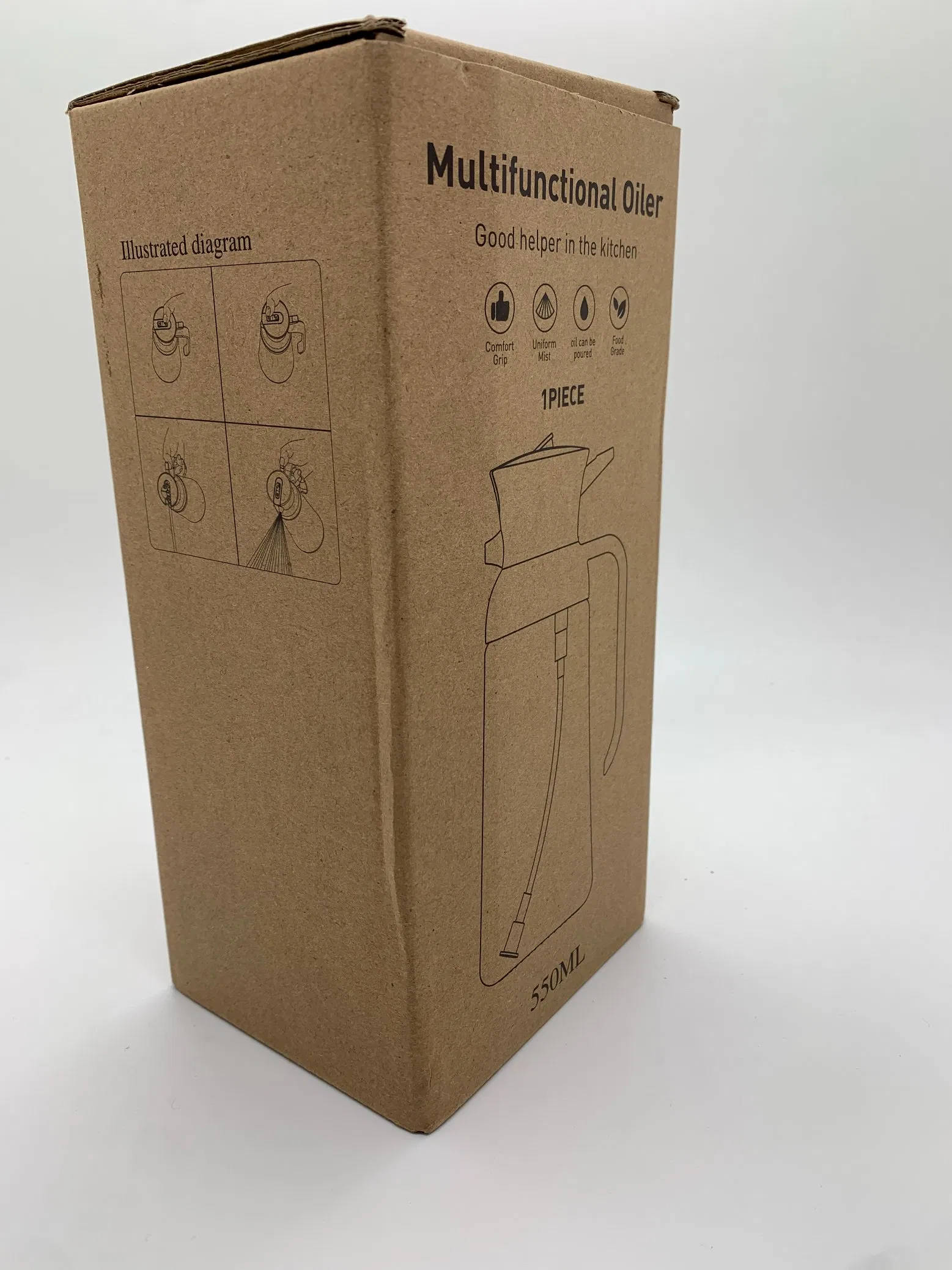 New Design 550ml Multi-Functional Oil Spray Glass Bottle