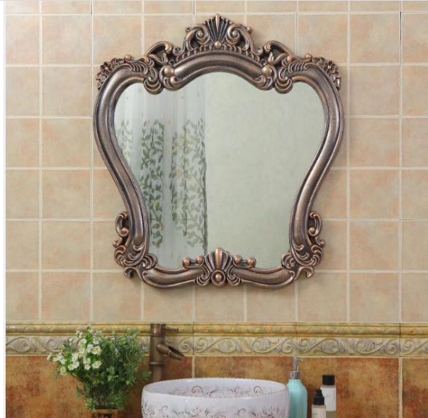 Oval Plastic ABS Frame Decorative Decoration Brown Living Frame Hotel Bath Room Styling Makeup Dressing Mirror