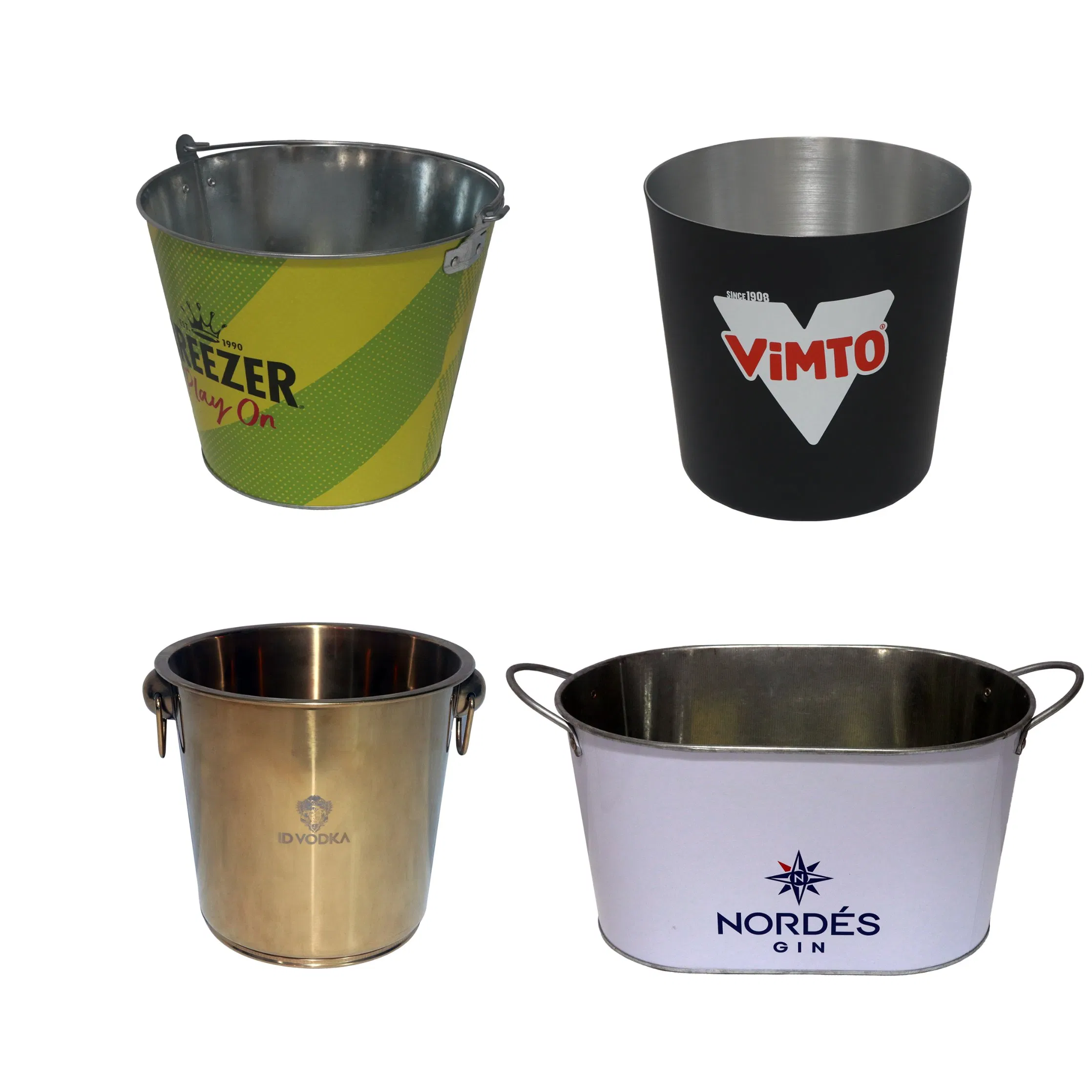 Custom Logo Color Size Stainless Steel Tinplate Aluminum Double Wall Gold Silver Copper Ice Bucket for Widmer Brothers Wild Goose