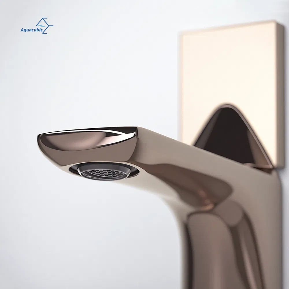 Luxury Single Hole Square Handle Rose Gold Bathroom Sink Faucet Mixer