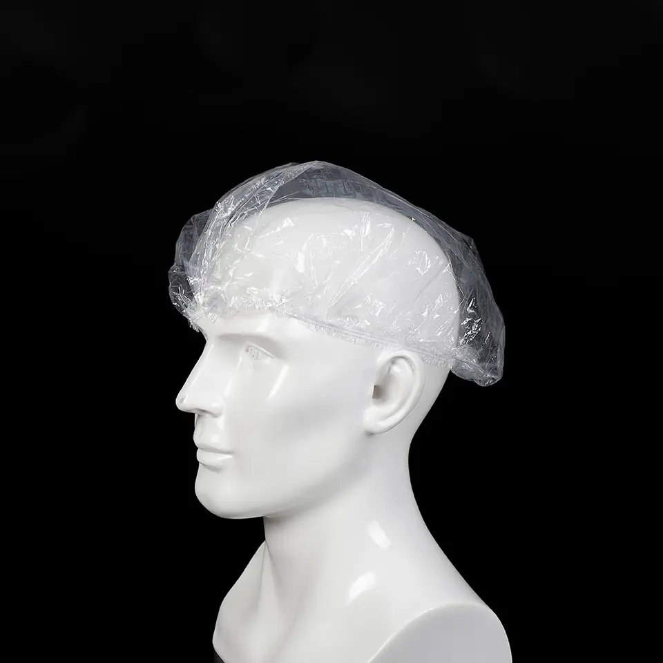 Clear Bath Shower Cap Hotel Plastic Disposable Strip PE Shower Caps for Men Women Disposable White Shower Cap