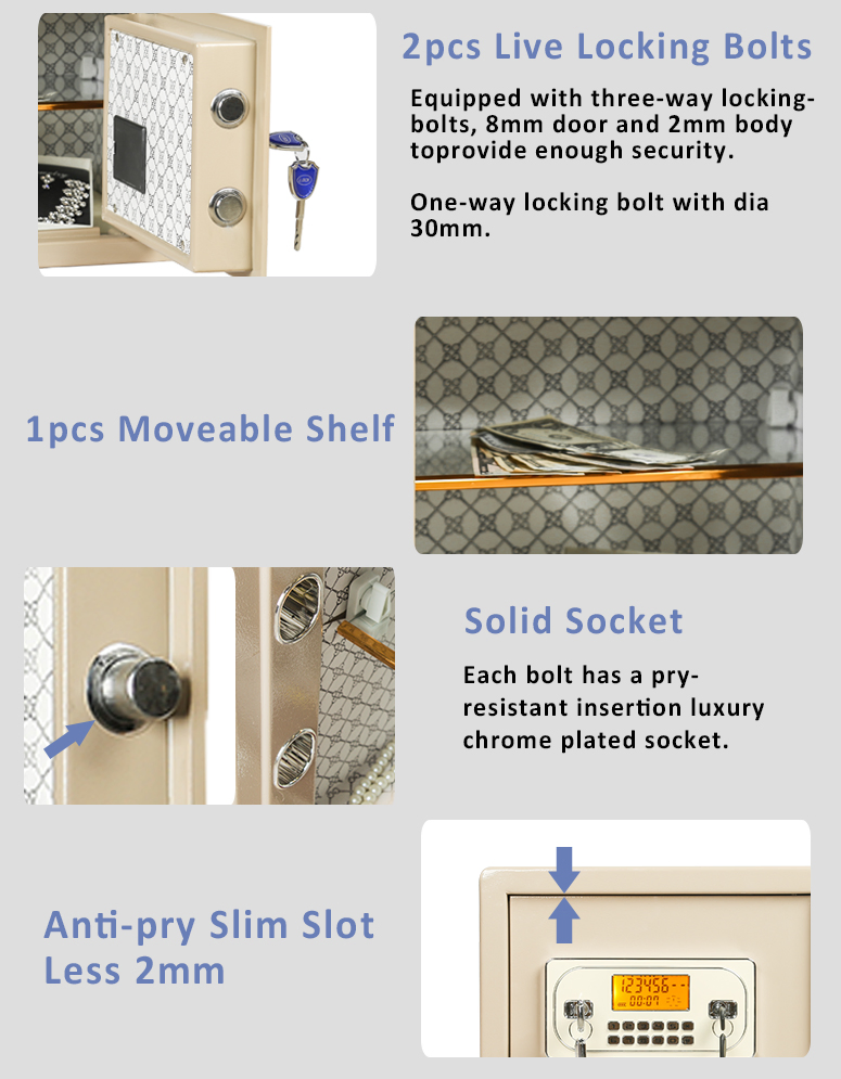 Manufacture 2021 New Mini Portable Two Key Digital Electronic Security Safe Deposit Box