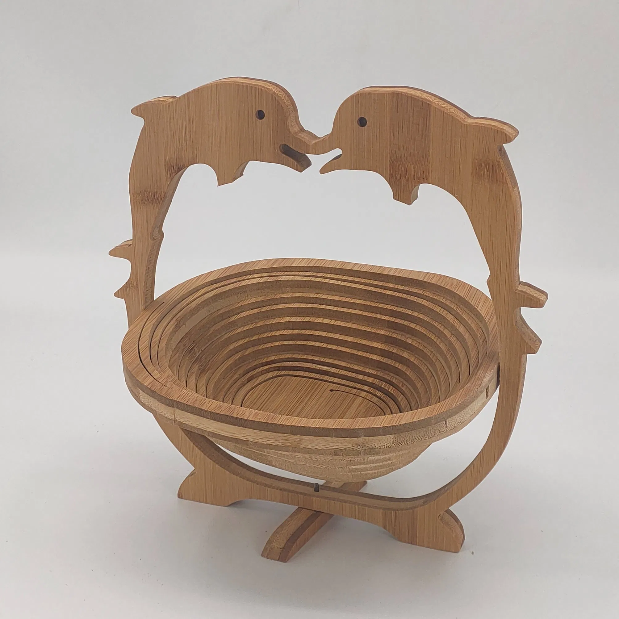 Creative Dolphin Shaped Bamboo Fruit Bowl Holder Basket