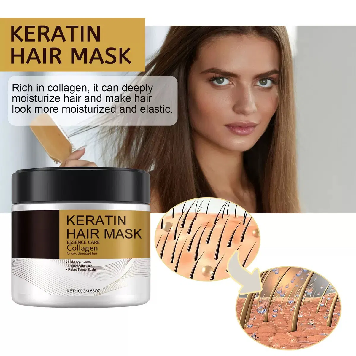 New Arrival Custom Hair Mask Manufacturer with Keratin B-Complex Vitamins Silk Proteins Hair Mask Treatment