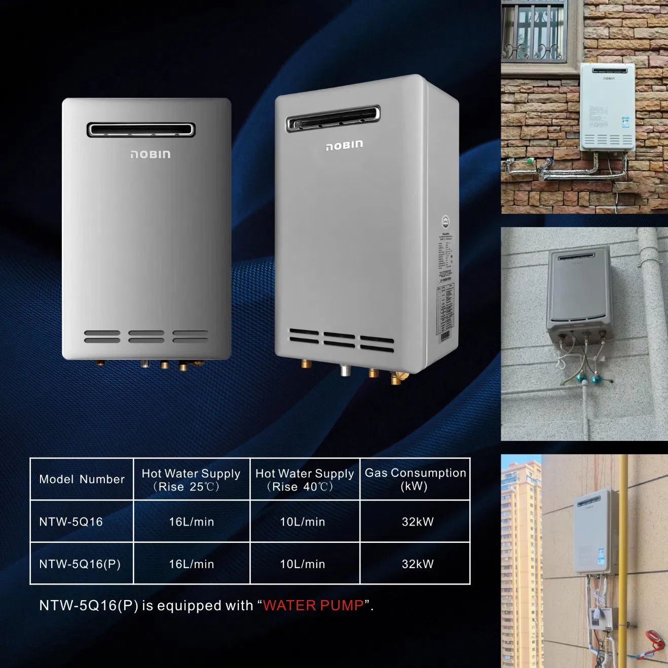 High-Efficiency Gas Water Heater with 16L Hot Water Production Capacity