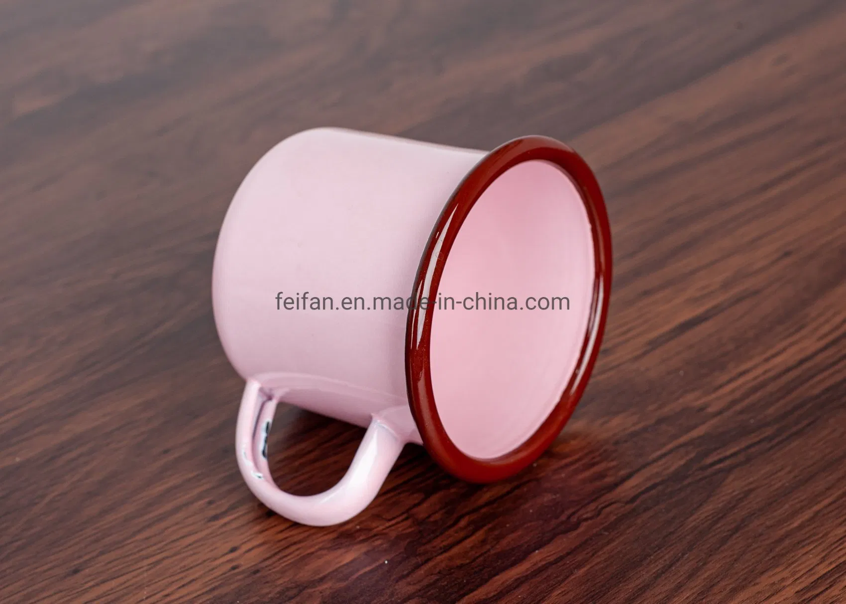 Эмалированная кружка розовая, 140 мл