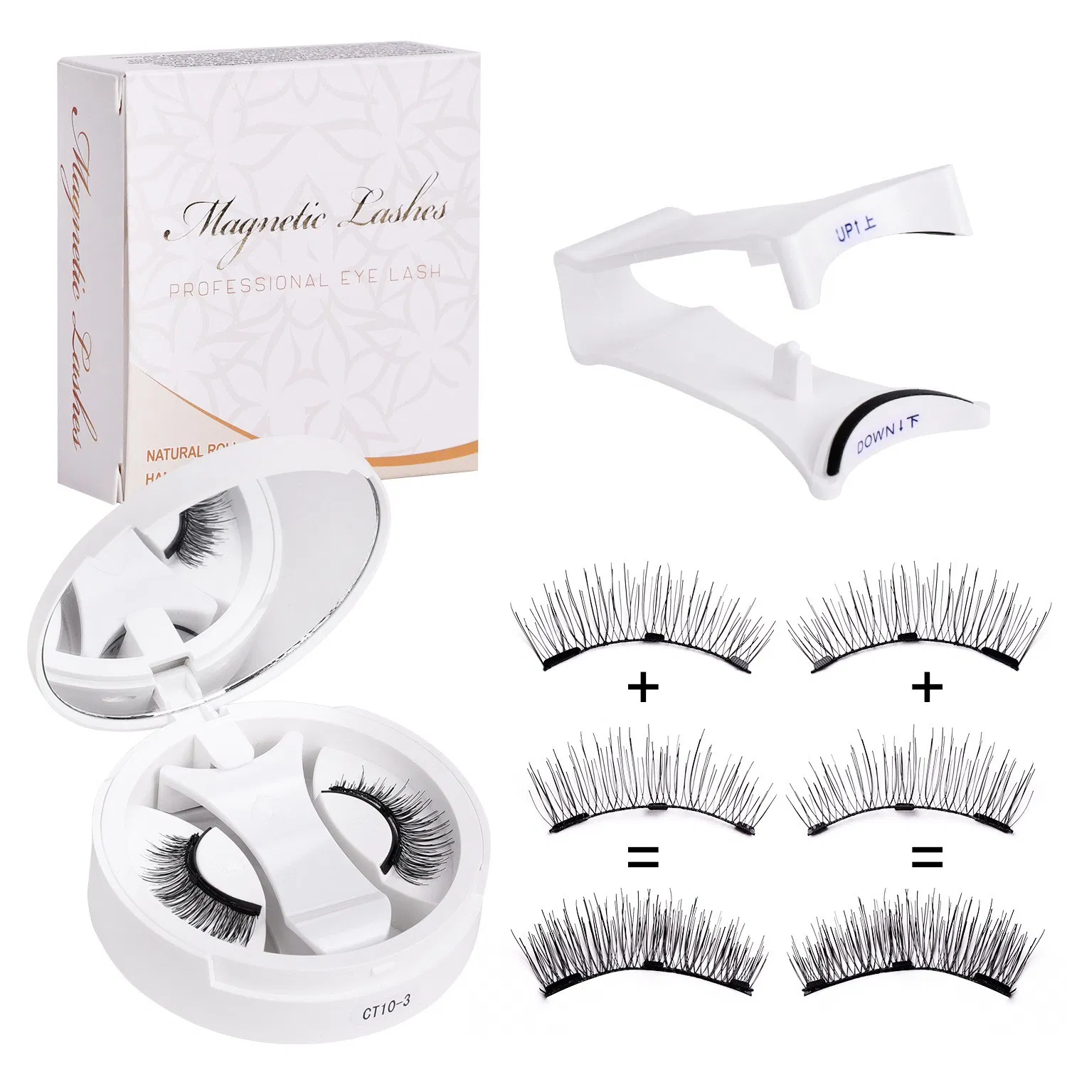 3D Natural Soft Magnetic Eyelashes Set Handmade Silk and Synthetic Reusable Applicator