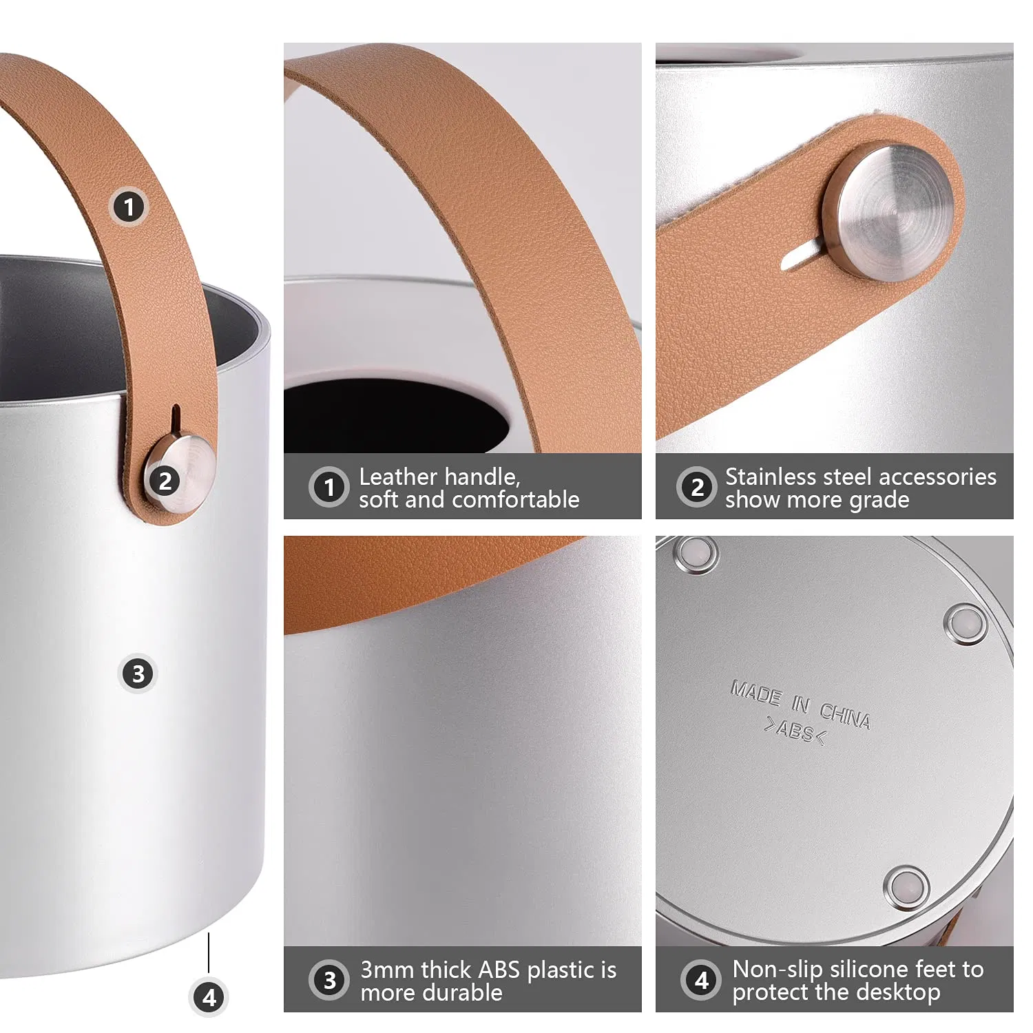 Round Holder Plastic Dispenser Cover Napkin Organizer Leather Handles Tissue Box