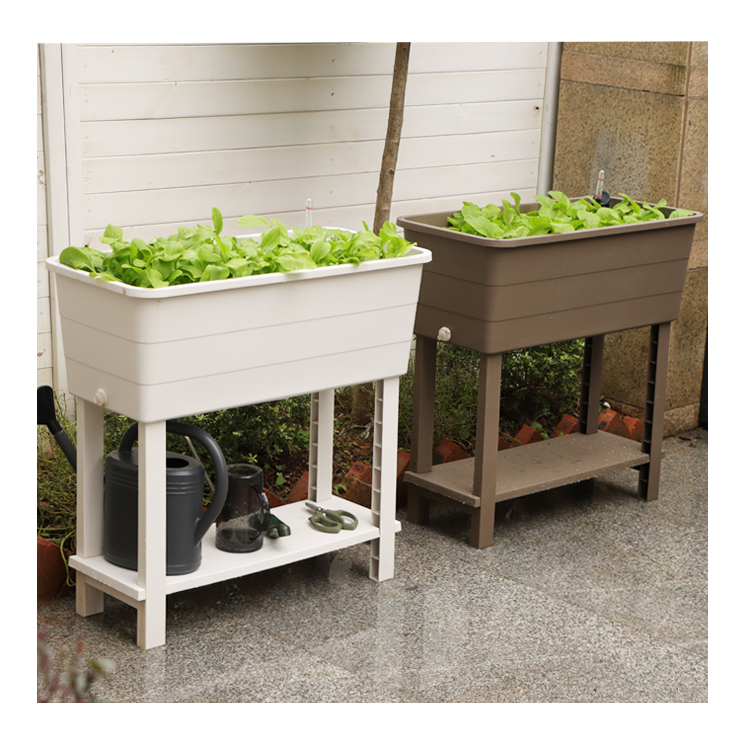 Plastic Rectangular Planter Box Vegetable Garden Bed Elevated Raised