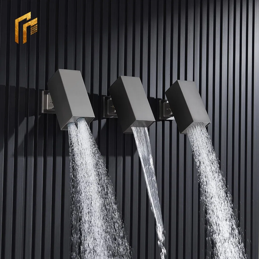 Factory Direct Price Best Selling 3 Way Wall Mounted Bathroom 2.5 Gpm Black Matt Waterfall Shower Head for Taps