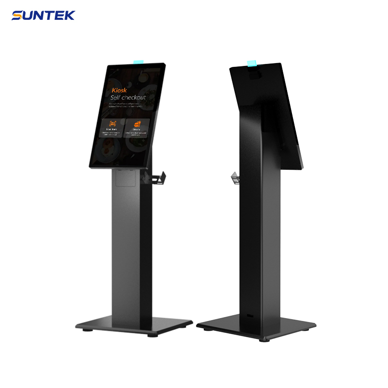 Suntek 21.5" Touch Screen Floor Standing Self Service Kiosk with Receipt Printer for Food & Beverage