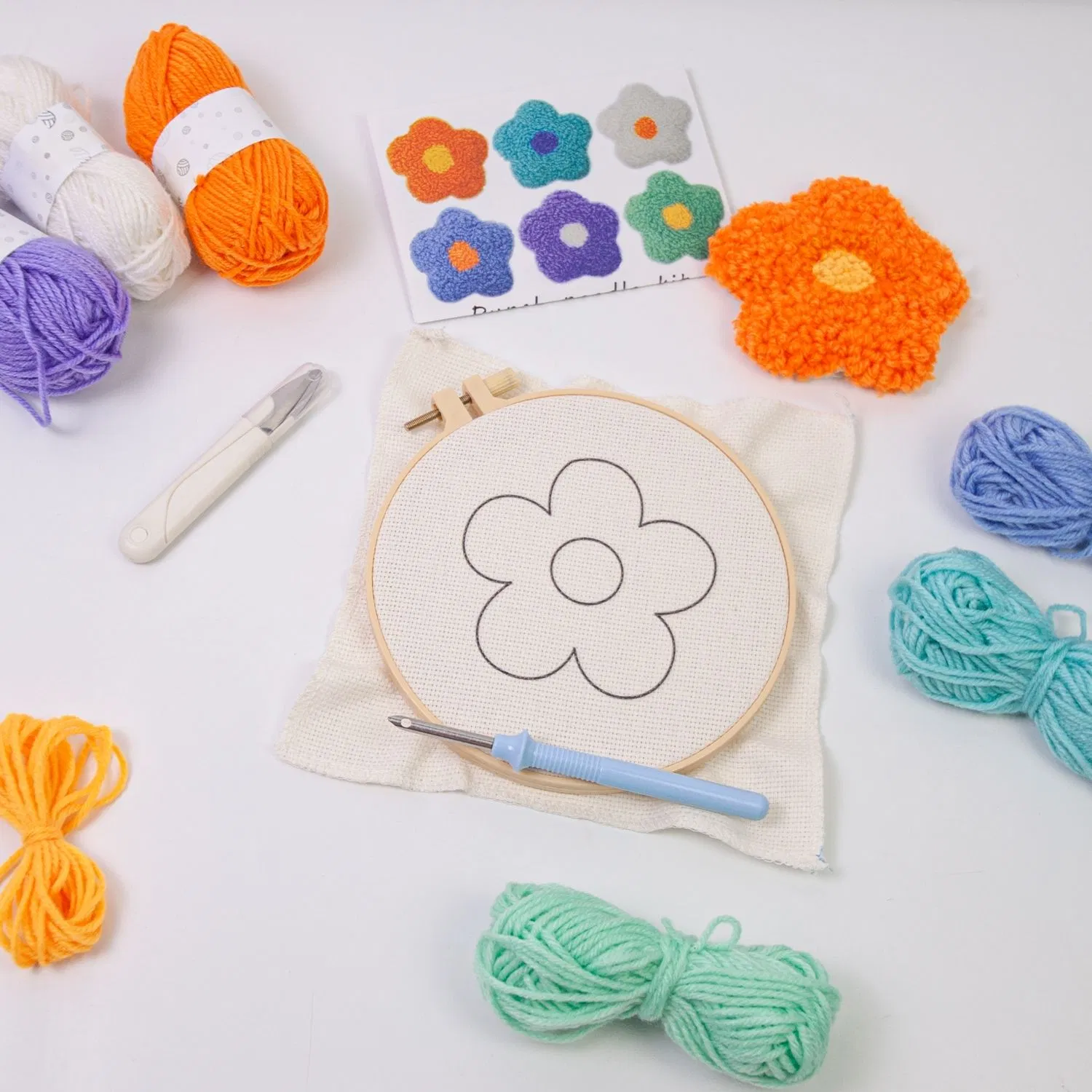 Instock Factory Sale Punch Needle Kit Embroidery Set All in One Needle Punch Flower Coaster Kit DIY Punching Needle for Beginner