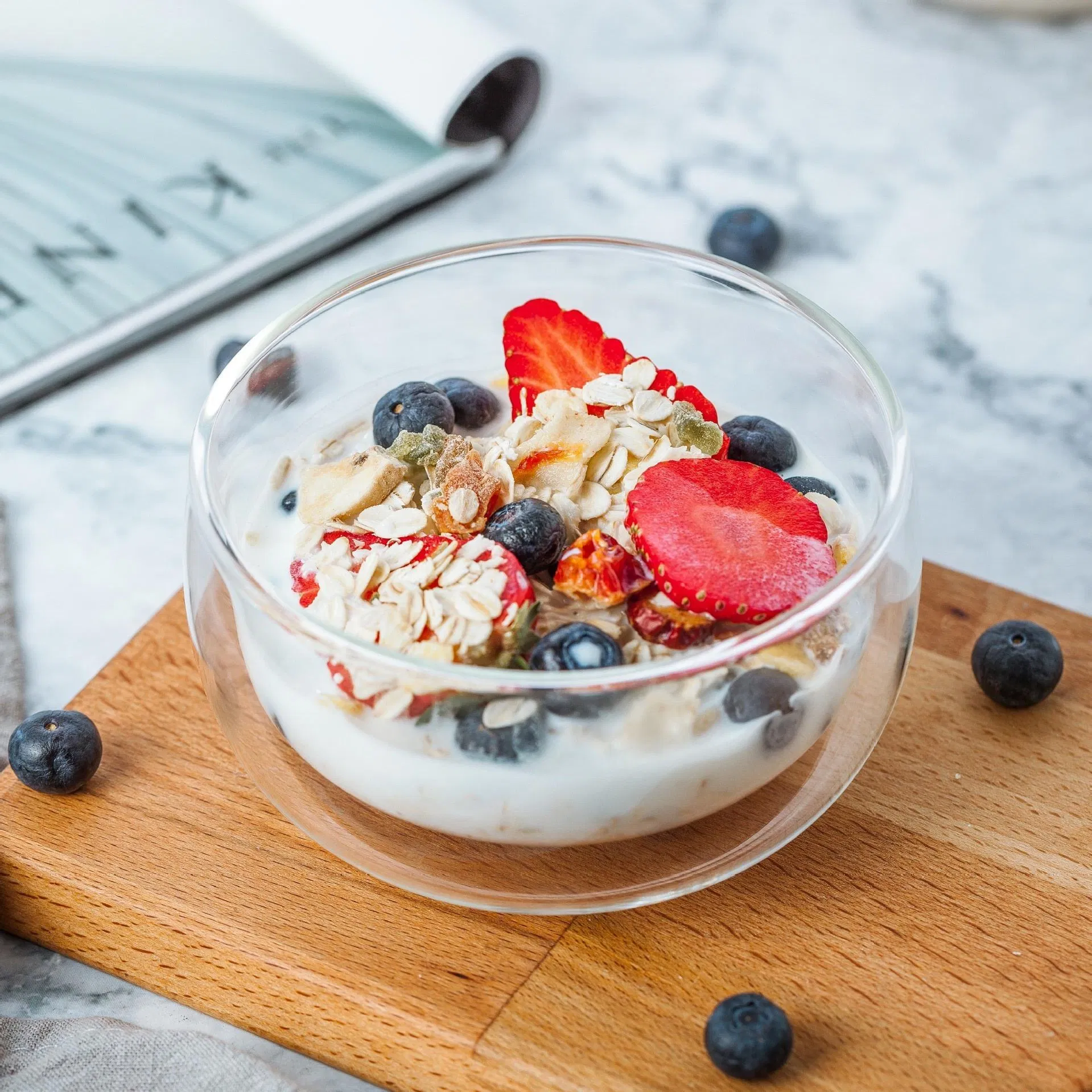 Quality Assurance Double Wall Glass Bowl for Fruits and Salads