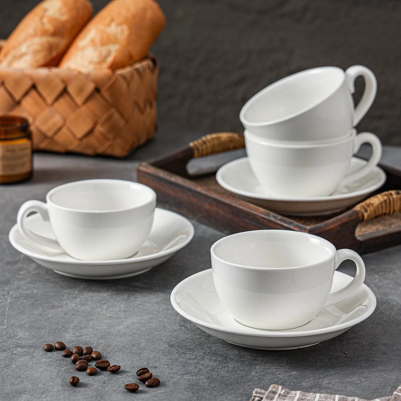 Wholesale Custom Cup and Saucer Coffee Cup Mug Ceramics Tableware for Hotel Home