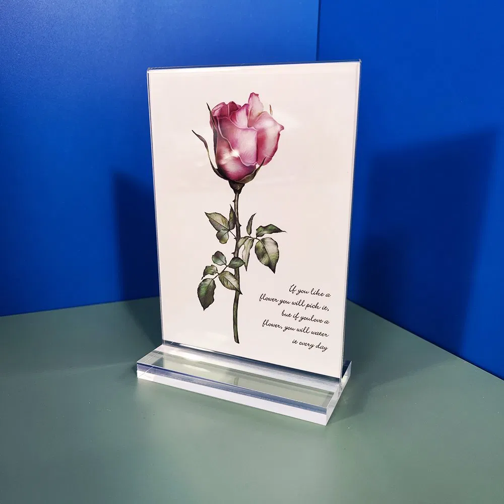 Factory Wholesale Clear A4 A6 5*7 Double Sided Stand L Shaped Acrylic Sign Holder Table Top Slanted 8.5*11 Acrylic Sign Holder