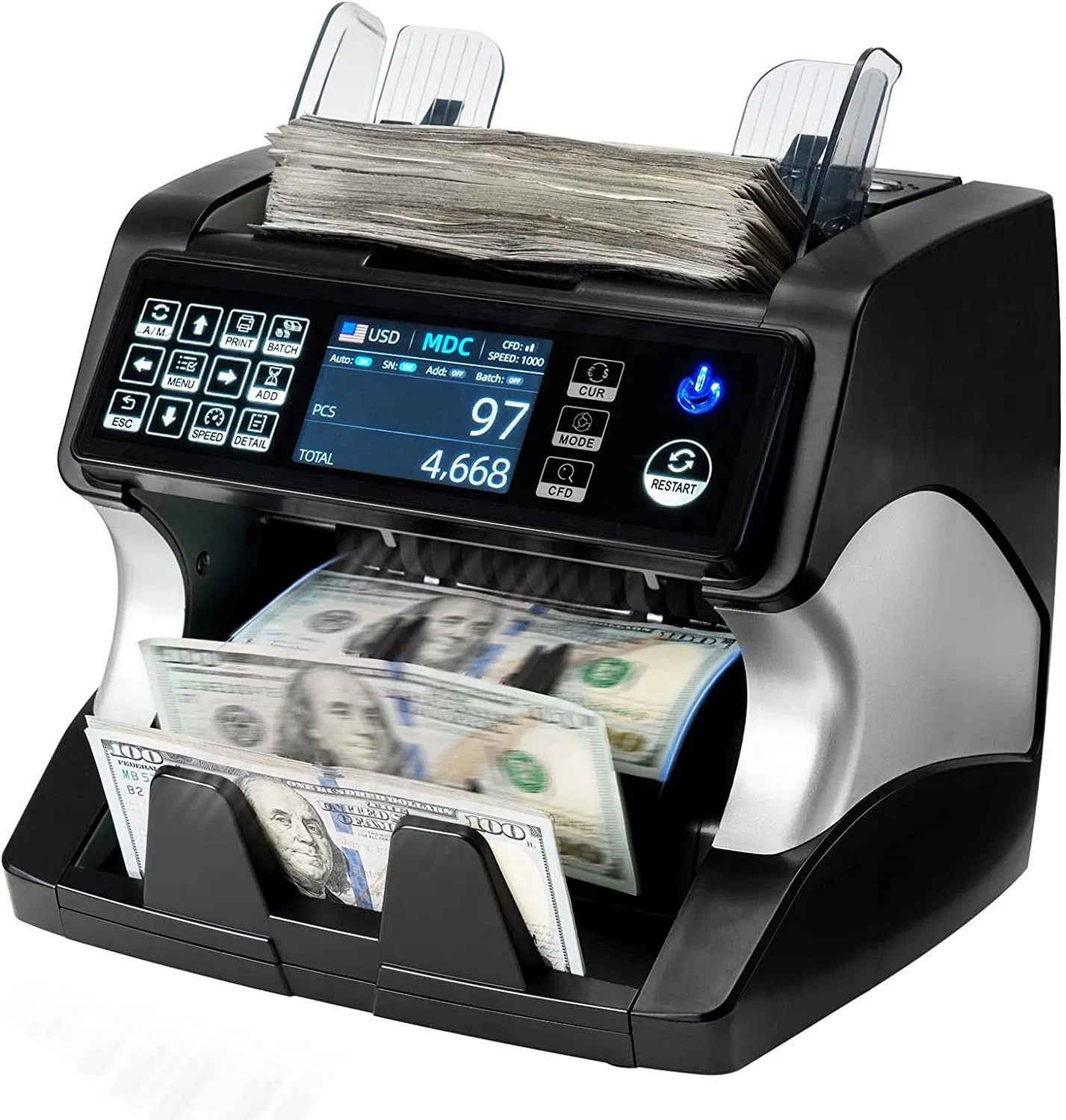 Bank Grade Money Counter Machine Mixed Denomination, Detection, Serial Number, Mul Currency Cash Counter, Printer Compatible Bill
