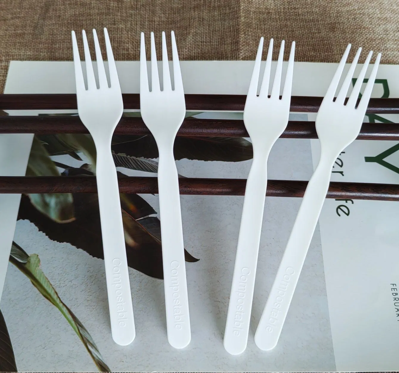 Eco Compostable Utensils Biodegradable PLA Cutlery Set Disposable Fork and Knife