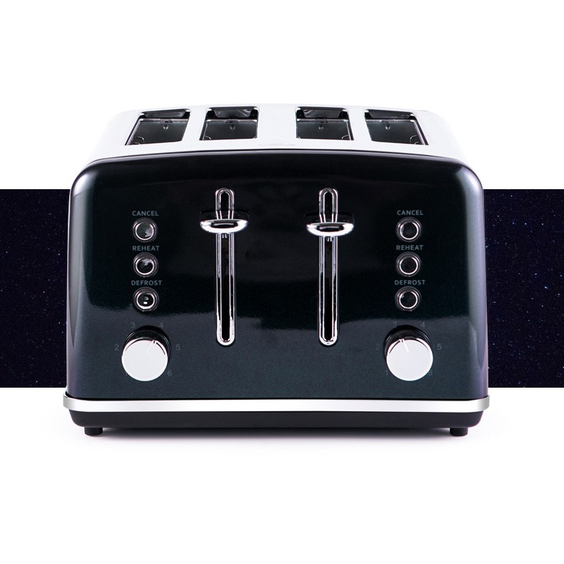 Custom Stainless Steel Bright Surface 4 Slices Bread Machine 6 Gears Three Functions Home Breakfast Toaster